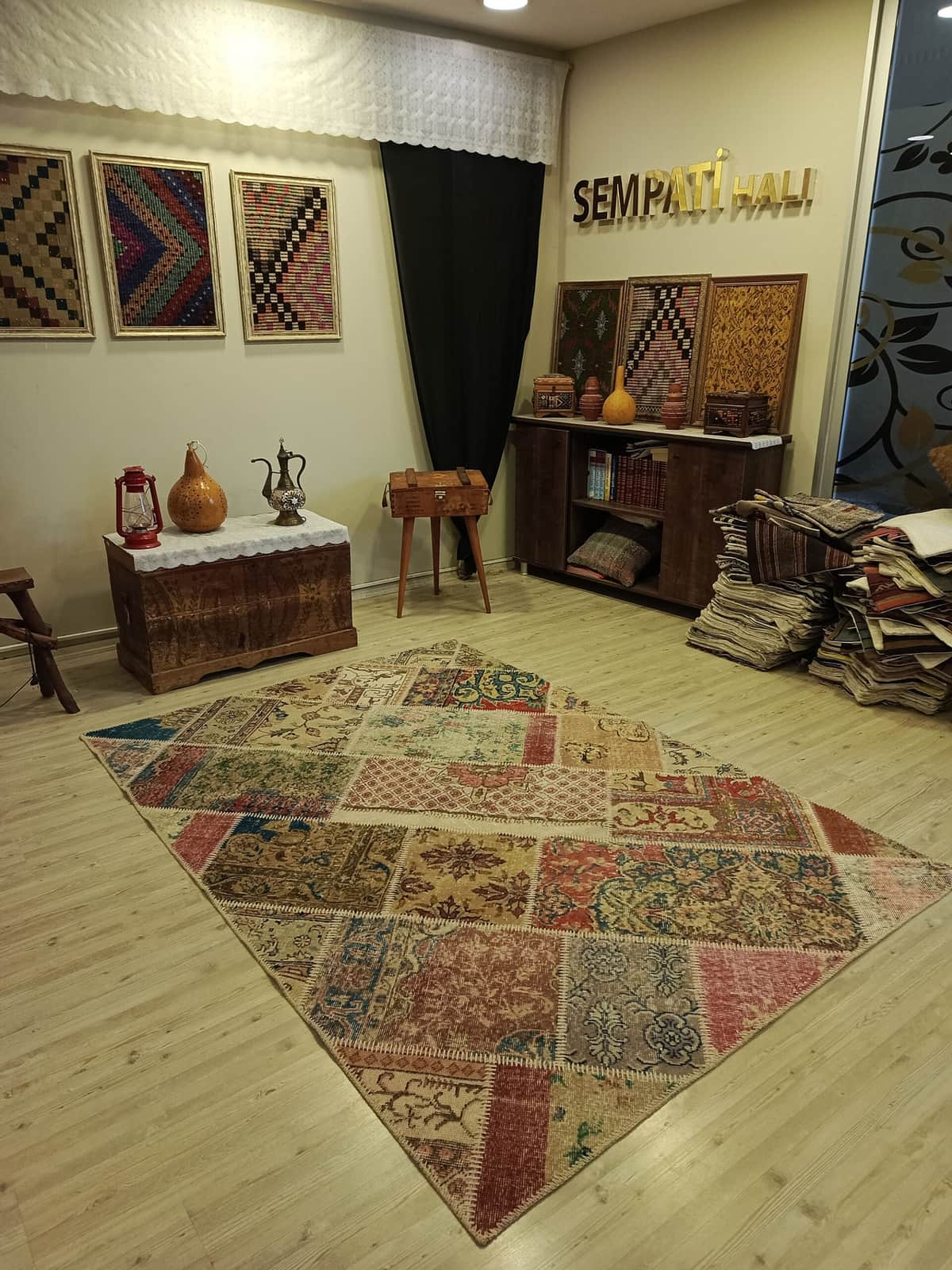 Classic Hand-Woven Patchwork Rug, vintage rug, Handmade, hand-knotted cotton, size 160 × 230 cm, from Kars