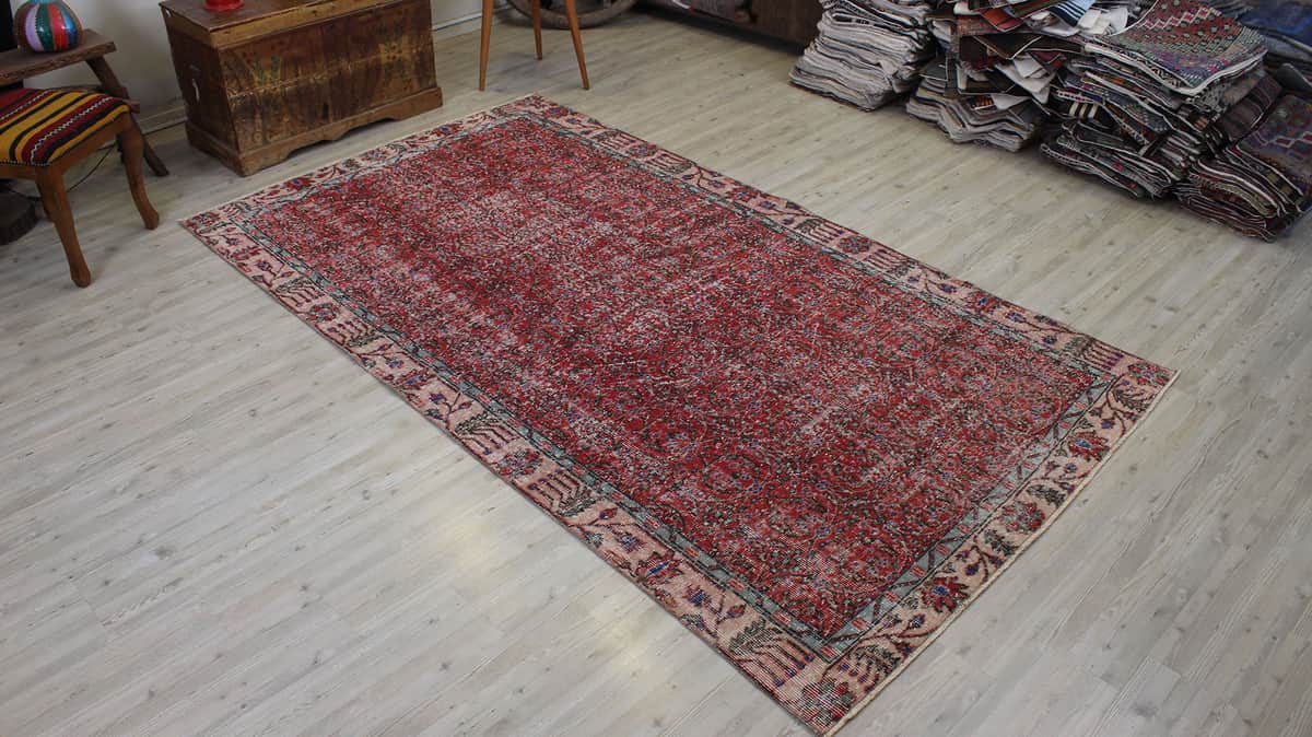 Vintage Handmade Wool Rug, vintage rug, Handmade, hand-knotted cotton, size 156 × 278 cm, from Isparta