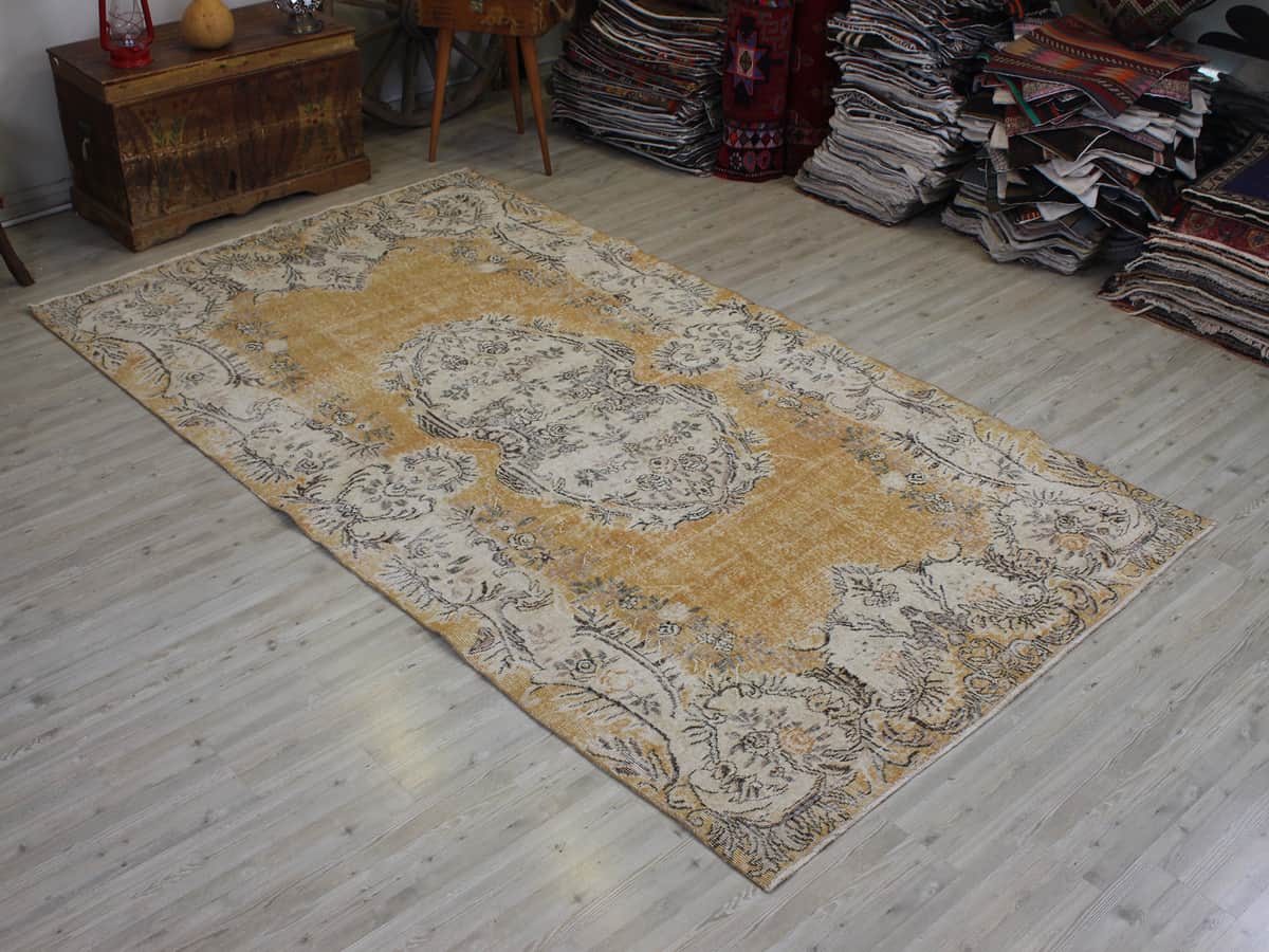 Vintage-Style Wool Rug, vintage rug, Handmade, hand-knotted cotton, size 162 × 291 cm, from Antalya