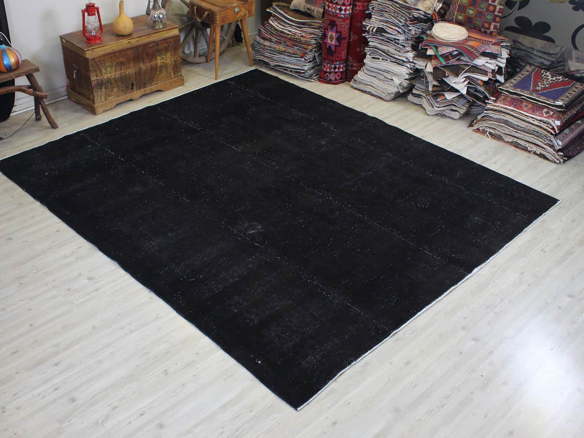 Distressed Hand-Woven Wool Vintage Rug, vintage rug, Handmade, hand-knotted wool, cotton & silk, size 255 × 303 cm, from Cappadocia