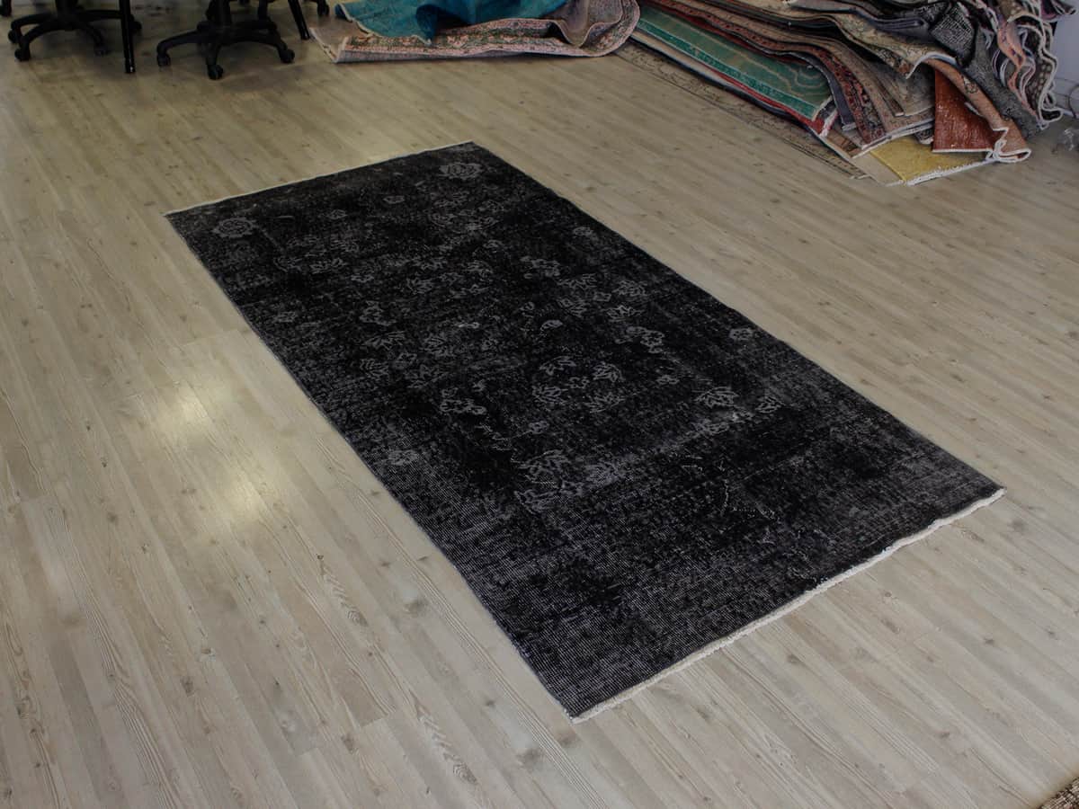 Distressed Hand-Woven Wool Rug, Vintage, vintage rug, Handmade, hand-knotted wool, size 114 × 232 cm, from Ladik