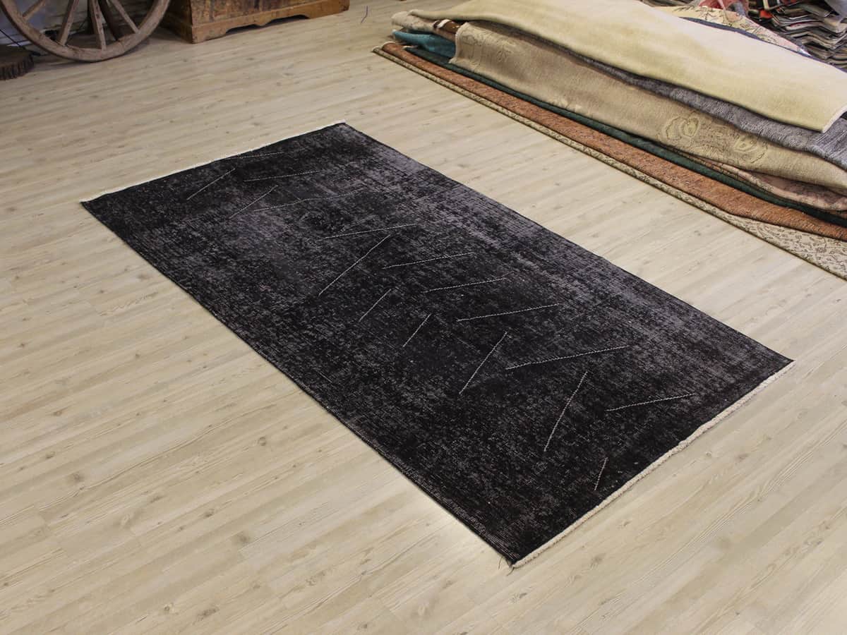Vintage Handwoven Wool Rug, vintage rug, Handmade, hand-knotted cotton, size 113 × 204 cm, from Isparta