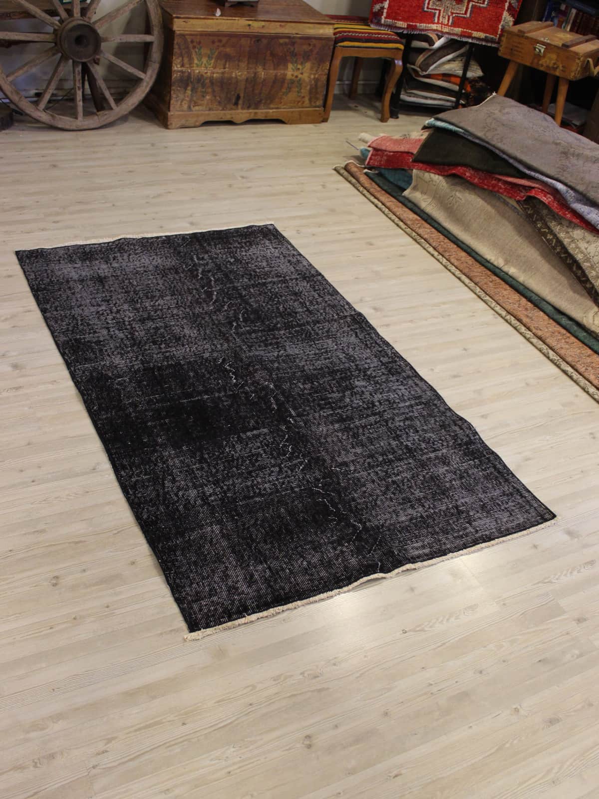 Distressed Wool Vintage Rug, vintage rug, Handmade, hand-knotted cotton, size 107 × 180 cm, from Kayseri