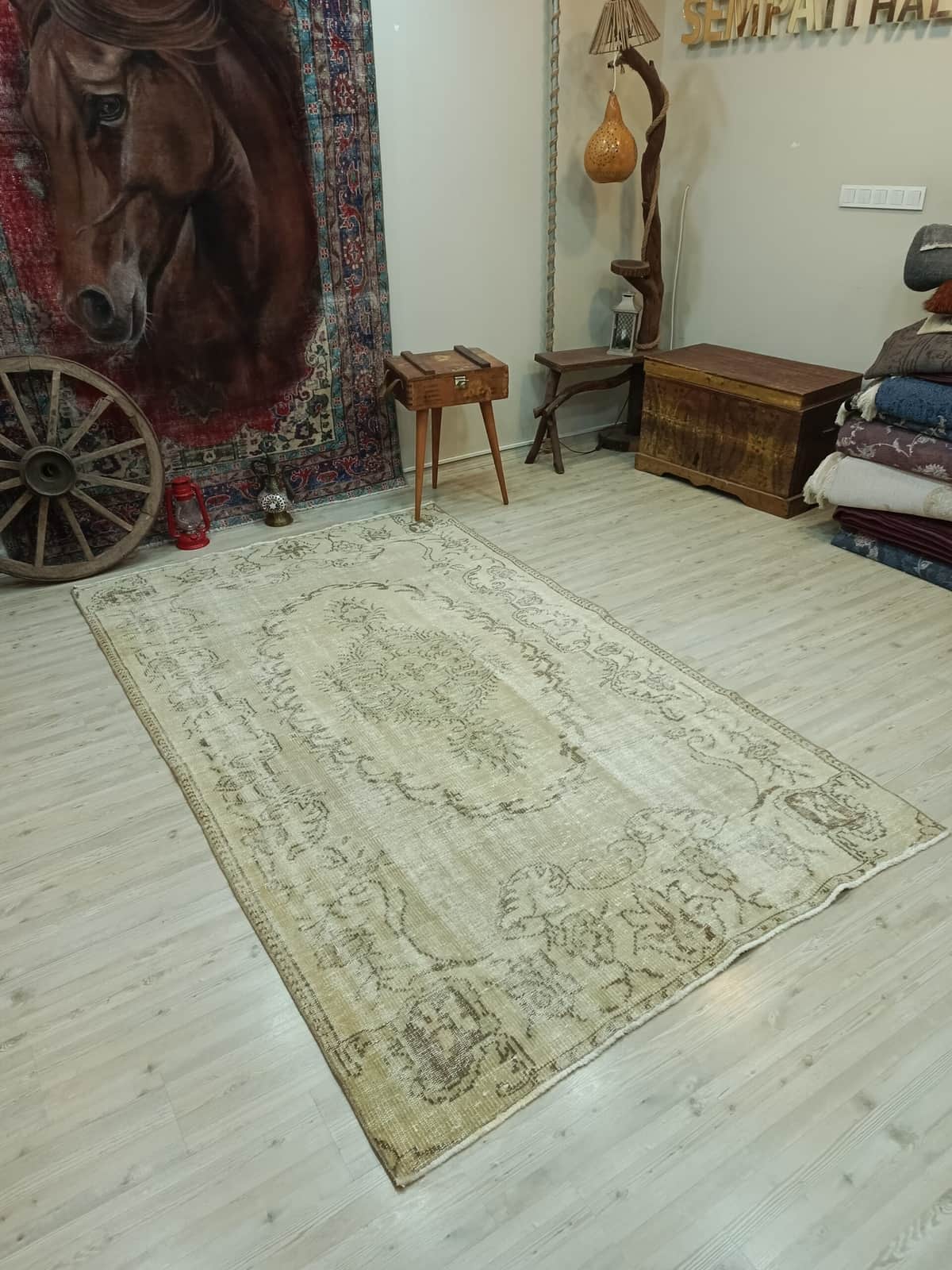 Vintage Wool & Cotton Rug, vintage rug, Vintage, hand-knotted cotton, size 150 × 269 cm, from Yahyalı