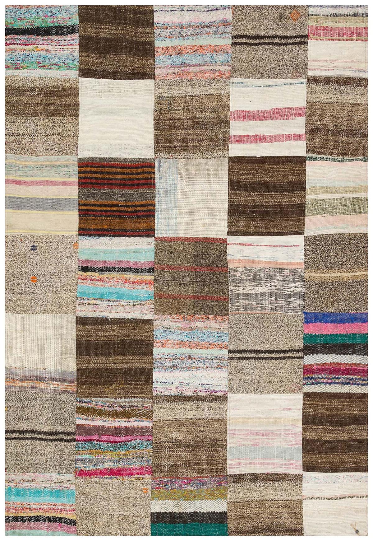 Handmade, One-of-a-Kind Patchwork Rug — detail view 3, handmade vintage rug