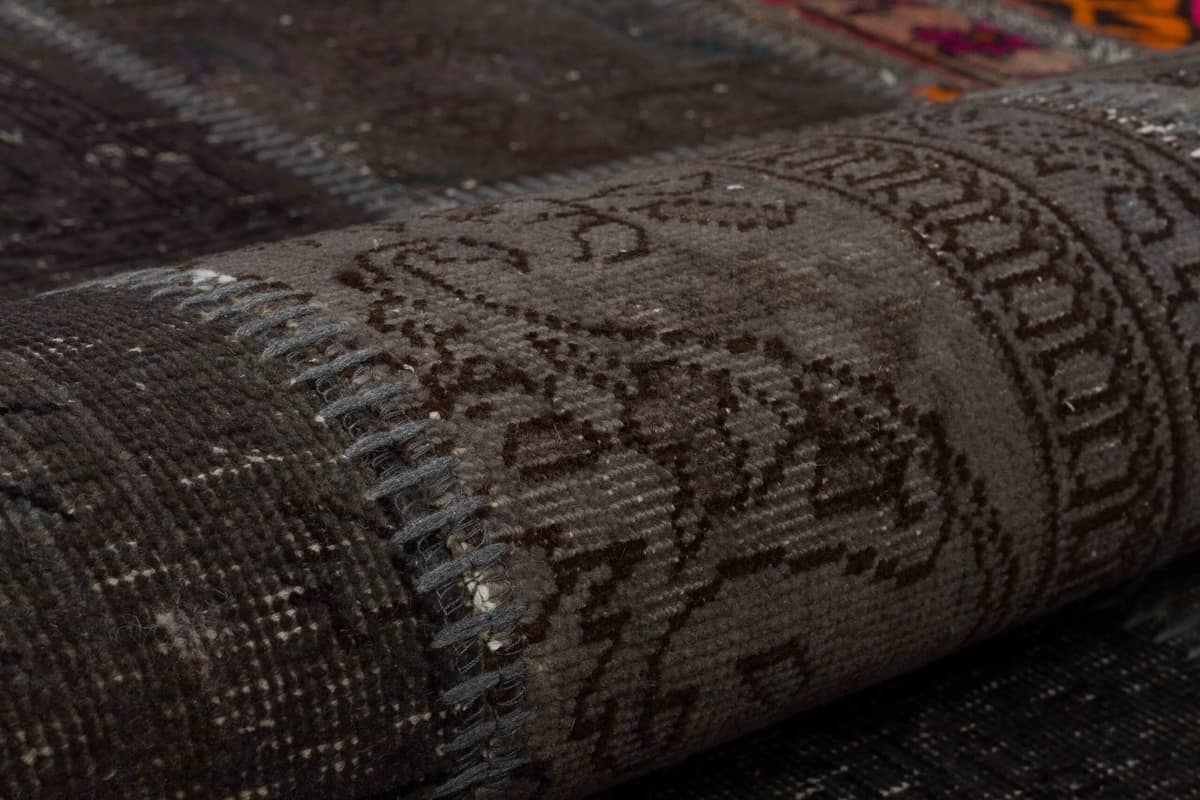 Handcrafted Distressed Patchwork Rug — detail view 4, handmade vintage rug