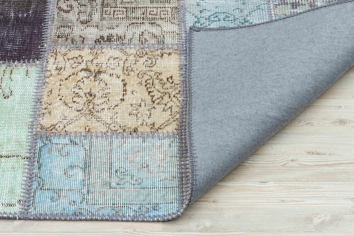 Vintage-Style Wool Patchwork Rug — detail view 3, handmade vintage rug