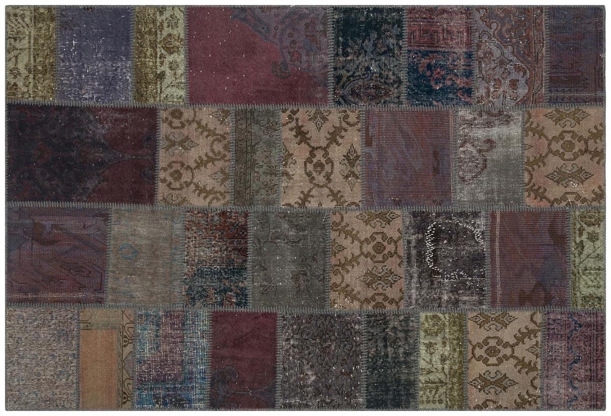 Unique Handwoven Patchwork Art Rug — detail view 3, handmade vintage rug