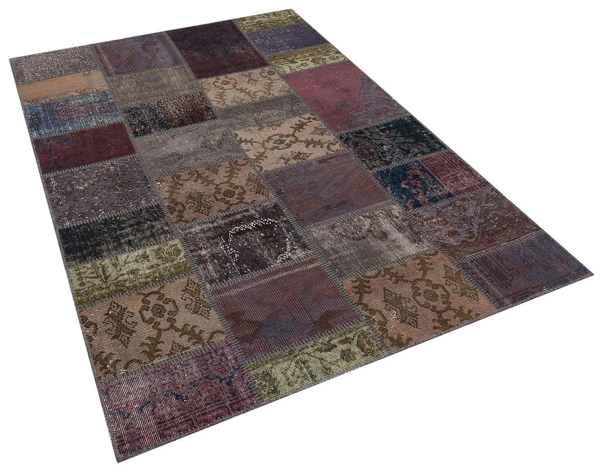 Unique Handwoven Patchwork Art Rug, vintage rug, Handmade, hand-knotted wool & silk, size 160 × 230 cm, from Kars