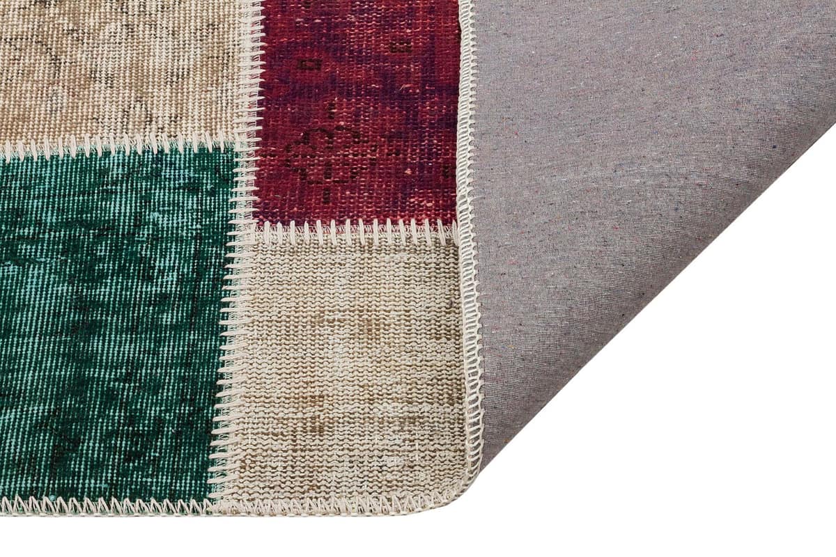 Century-Old Antique-Style Patchwork Rug — detail view 2, handmade vintage rug