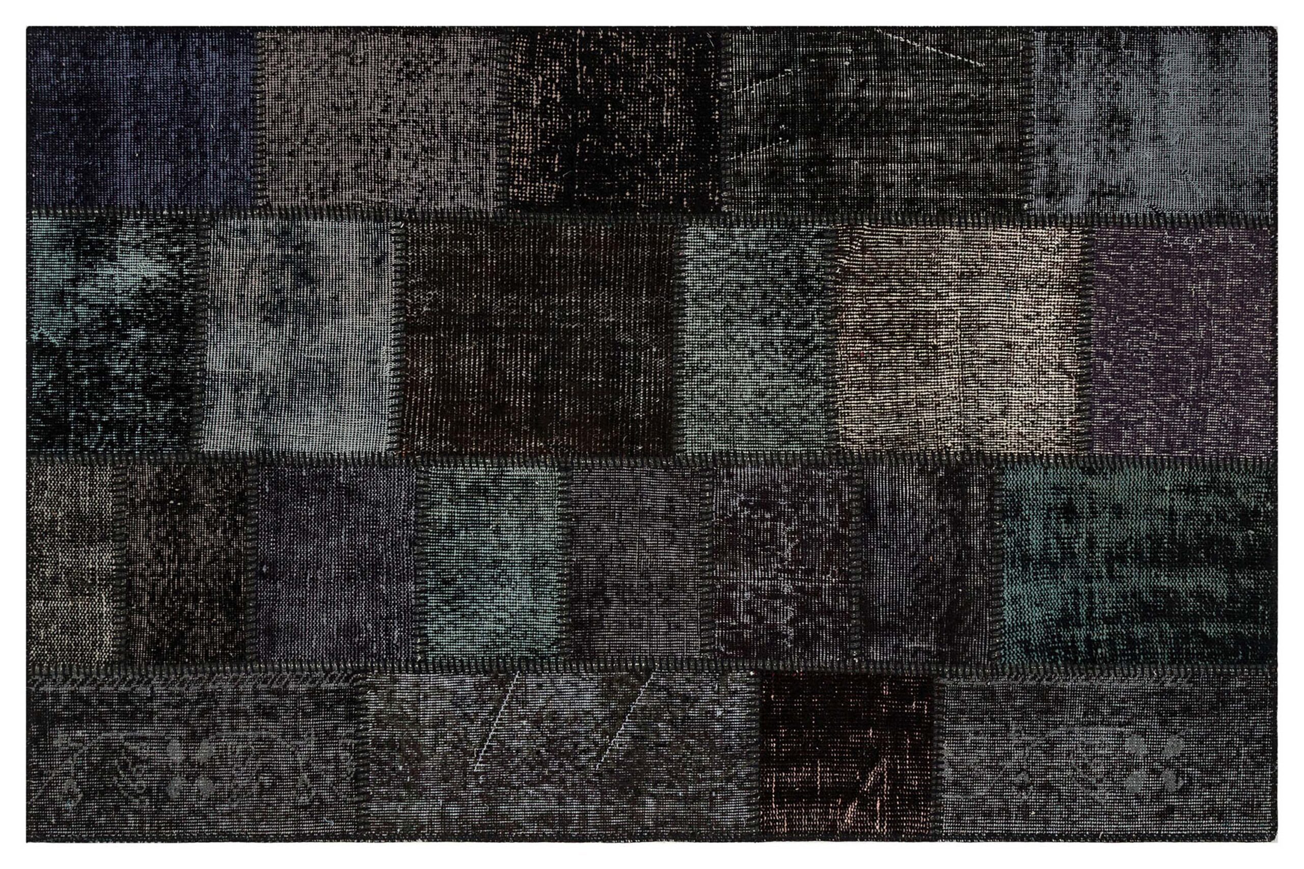 Unique Handwoven Patchwork Art Rug — detail view 3, handmade vintage rug
