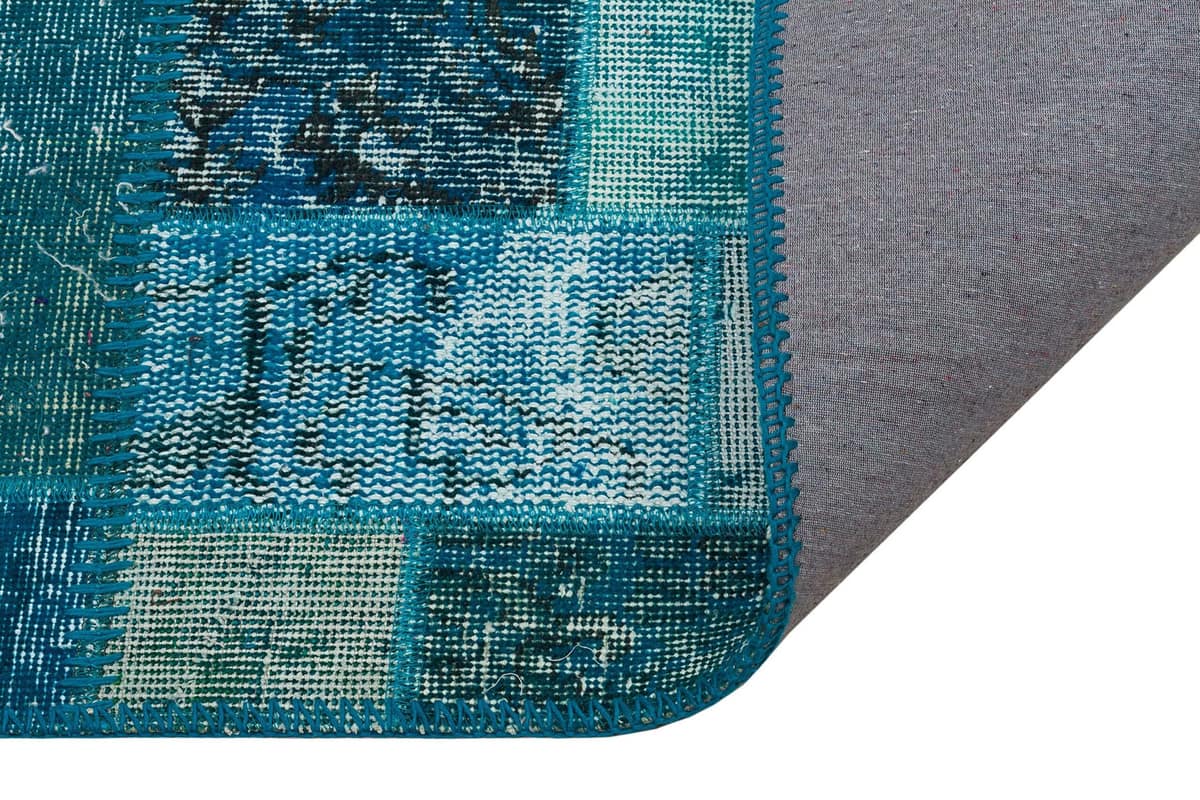 Handmade Distressed Patchwork Rug — detail view 2, handmade vintage rug