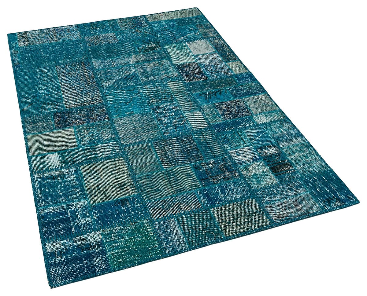 Handmade Distressed Patchwork Rug, vintage rug, Handmade, hand-knotted wool & silk, size 120 × 180 cm, from Cappadocia