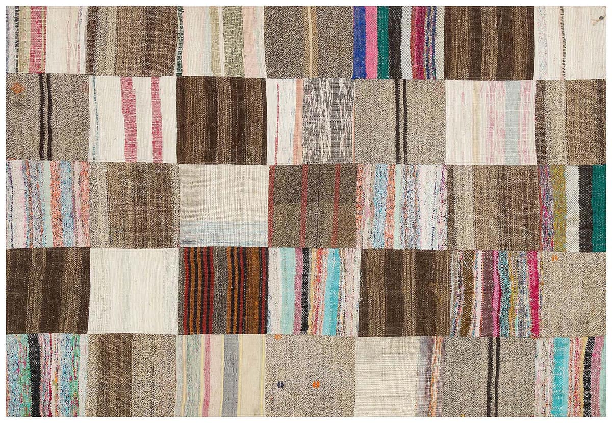 Handmade, One-of-a-Kind Patchwork Rug — detail view 2, handmade vintage rug