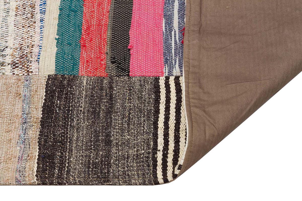 Unique Handwoven Patchwork Art Rug — detail view 2, handmade vintage rug