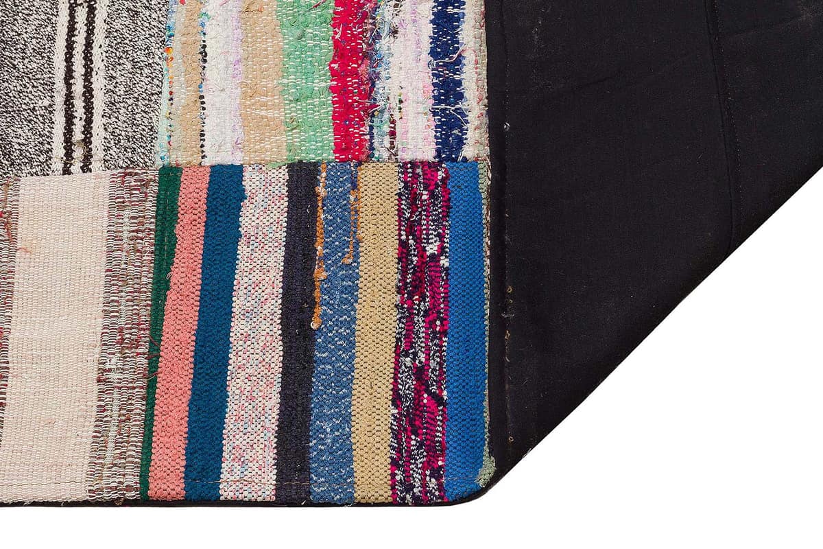 Unique Handwoven Patchwork Rug — detail view 3, handmade vintage rug