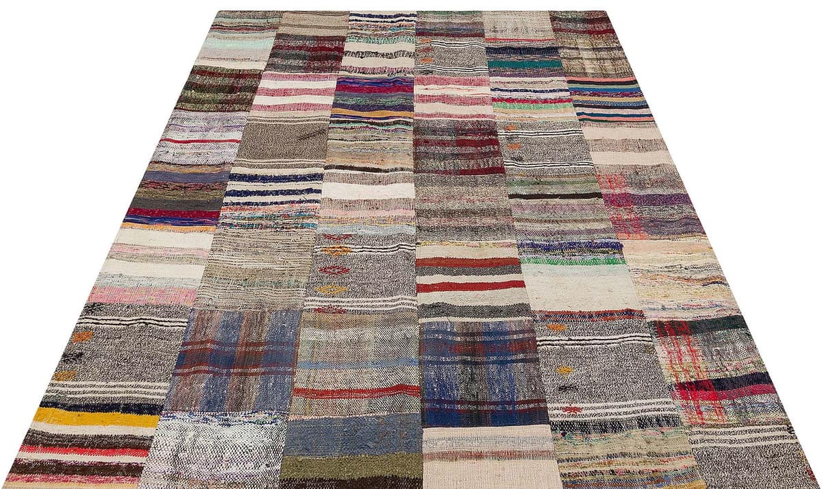 Unique Handwoven Patchwork Rug, vintage rug, Handmade, hand-knotted wool & silk, size 170 × 230 cm, from Yahyalı