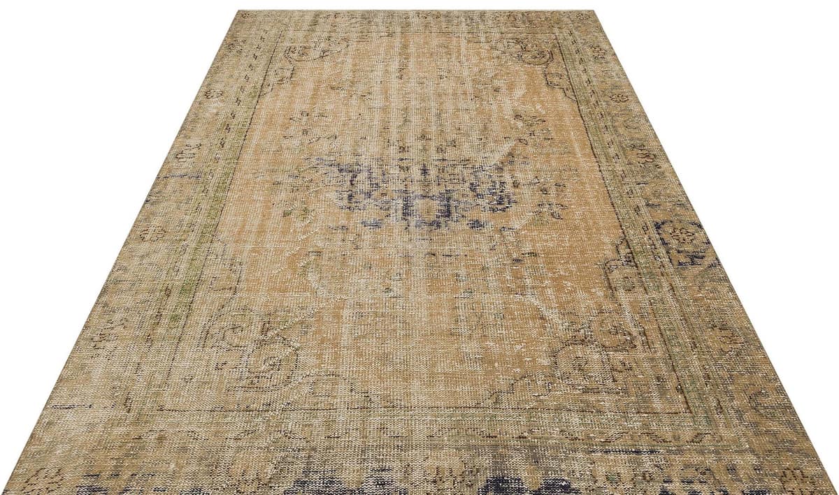 Vintage-Style Handwoven Rug, vintage rug, Handmade, hand-knotted wool, cotton & silk, size 185 × 260 cm, from Isparta