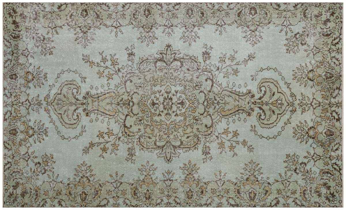 Anatolian-Patterned Distressed Rug — detail view 2, handmade vintage rug