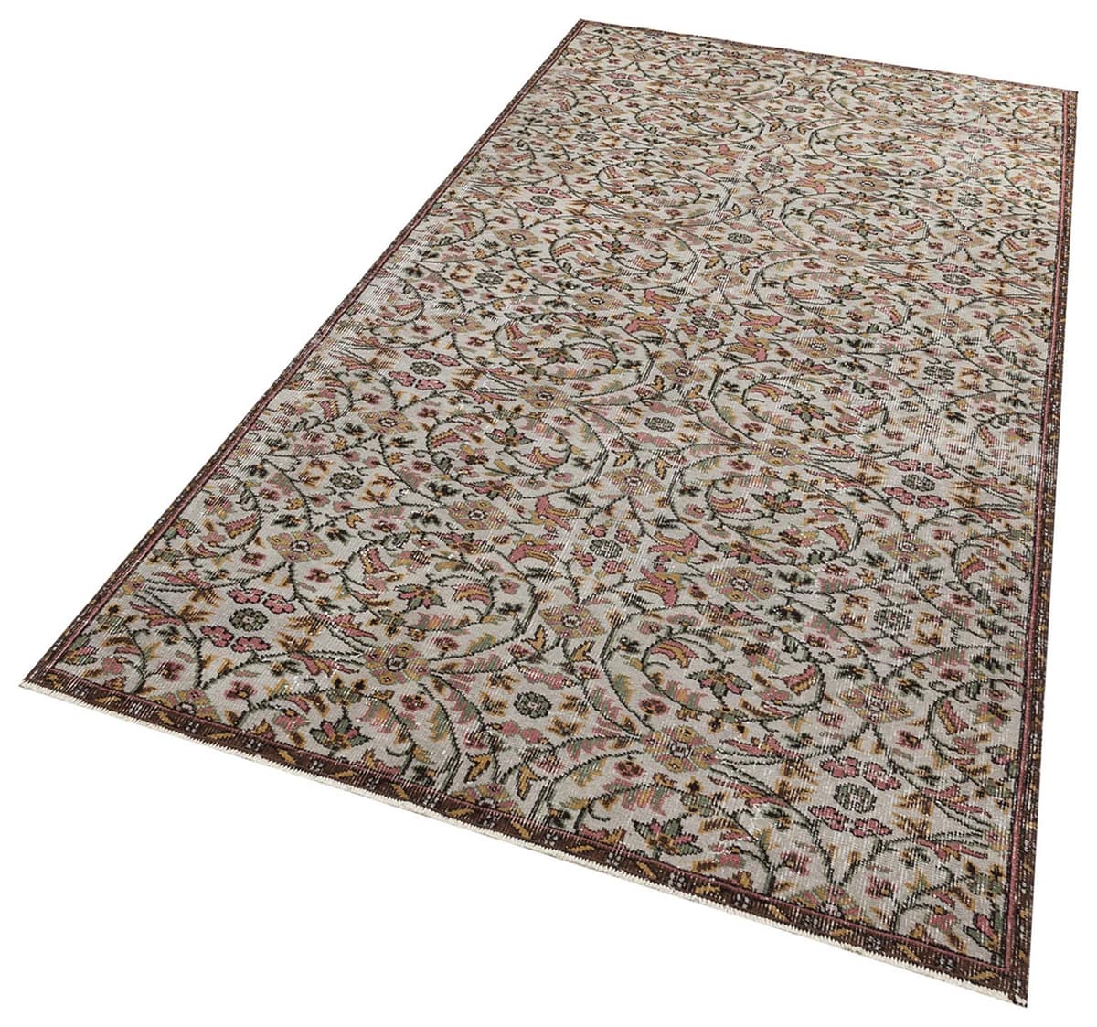 Anatolian-Patterned Distressed Rug, vintage rug, Handmade, hand-knotted cotton, size 140 × 264 cm, from Ladik