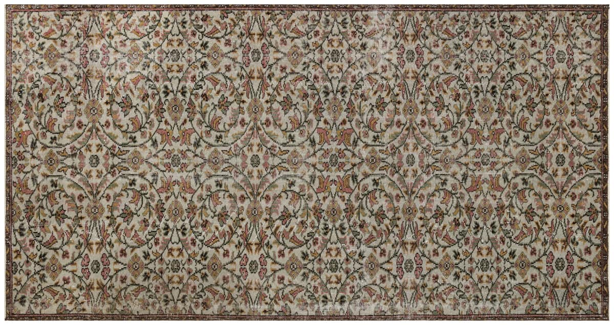 Anatolian-Patterned Distressed Rug — detail view 2, handmade vintage rug