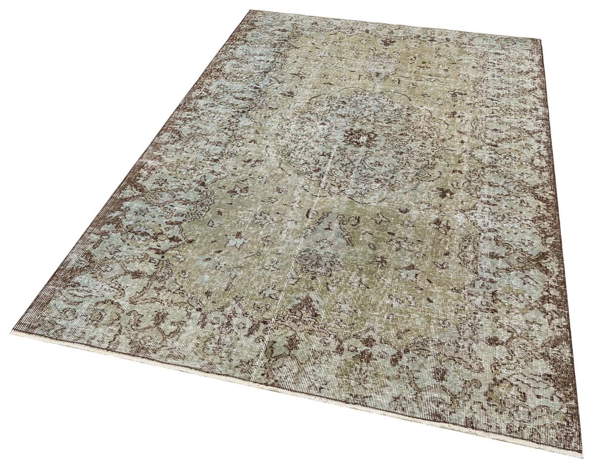 Handmade Distressed Wool Rug, vintage rug, Handmade, hand-knotted wool & silk, size 156 × 228 cm, from Antalya