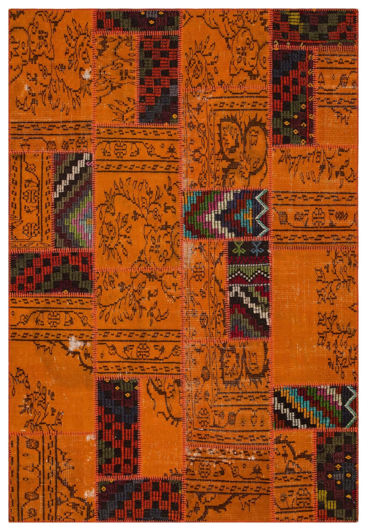 Handmade Vintage-Style Wool Patchwork Rug — detail view 4, handmade vintage rug