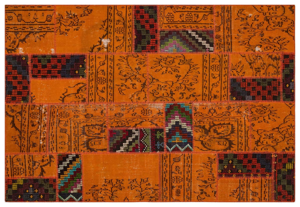 Handmade Vintage-Style Wool Patchwork Rug — detail view 3, handmade vintage rug