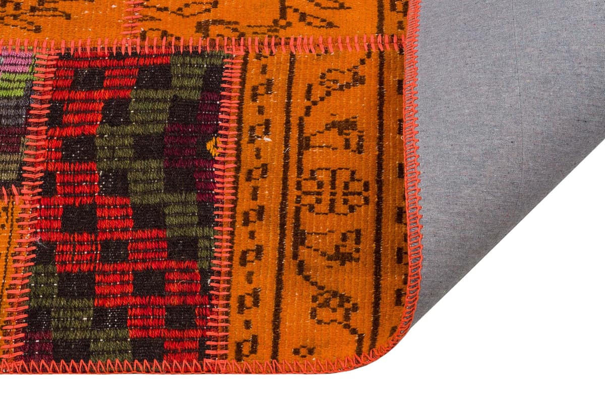 Handmade Vintage-Style Wool Patchwork Rug — detail view 2, handmade vintage rug