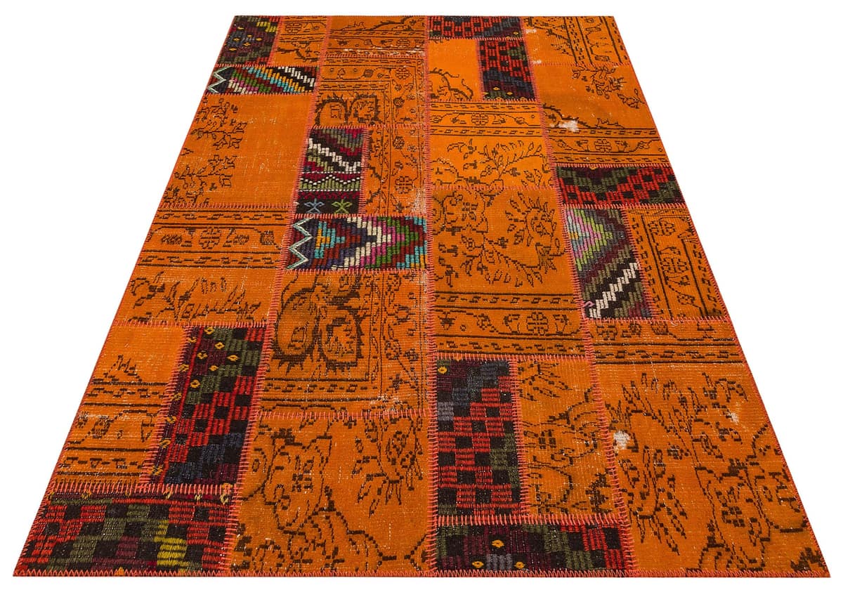 Handmade Vintage-Style Wool Patchwork Rug, vintage rug, Handmade, hand-knotted cotton, size 160 × 230 cm, from Konya