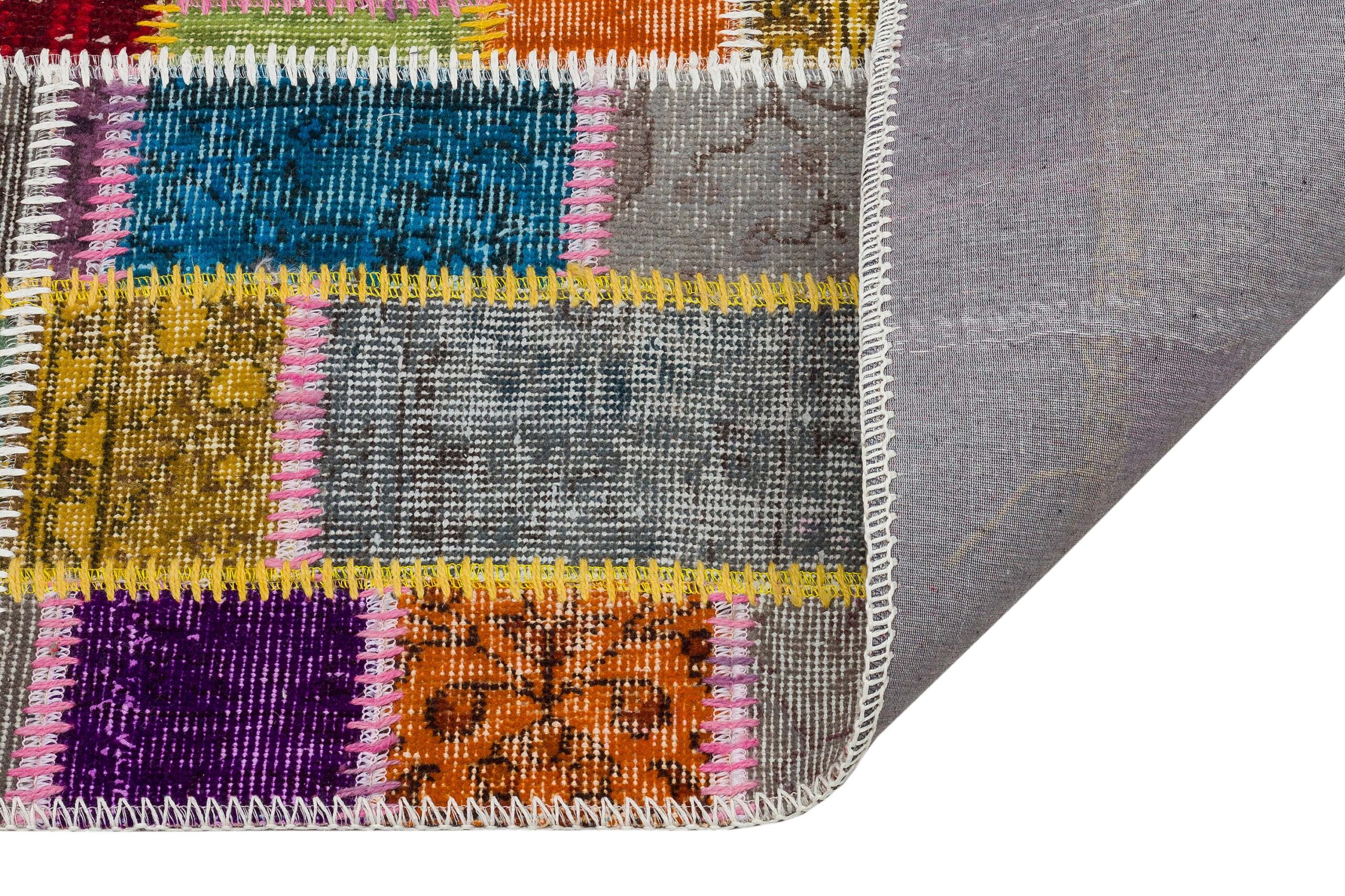 Handwoven Patchwork Rug — detail view 2, handmade vintage rug