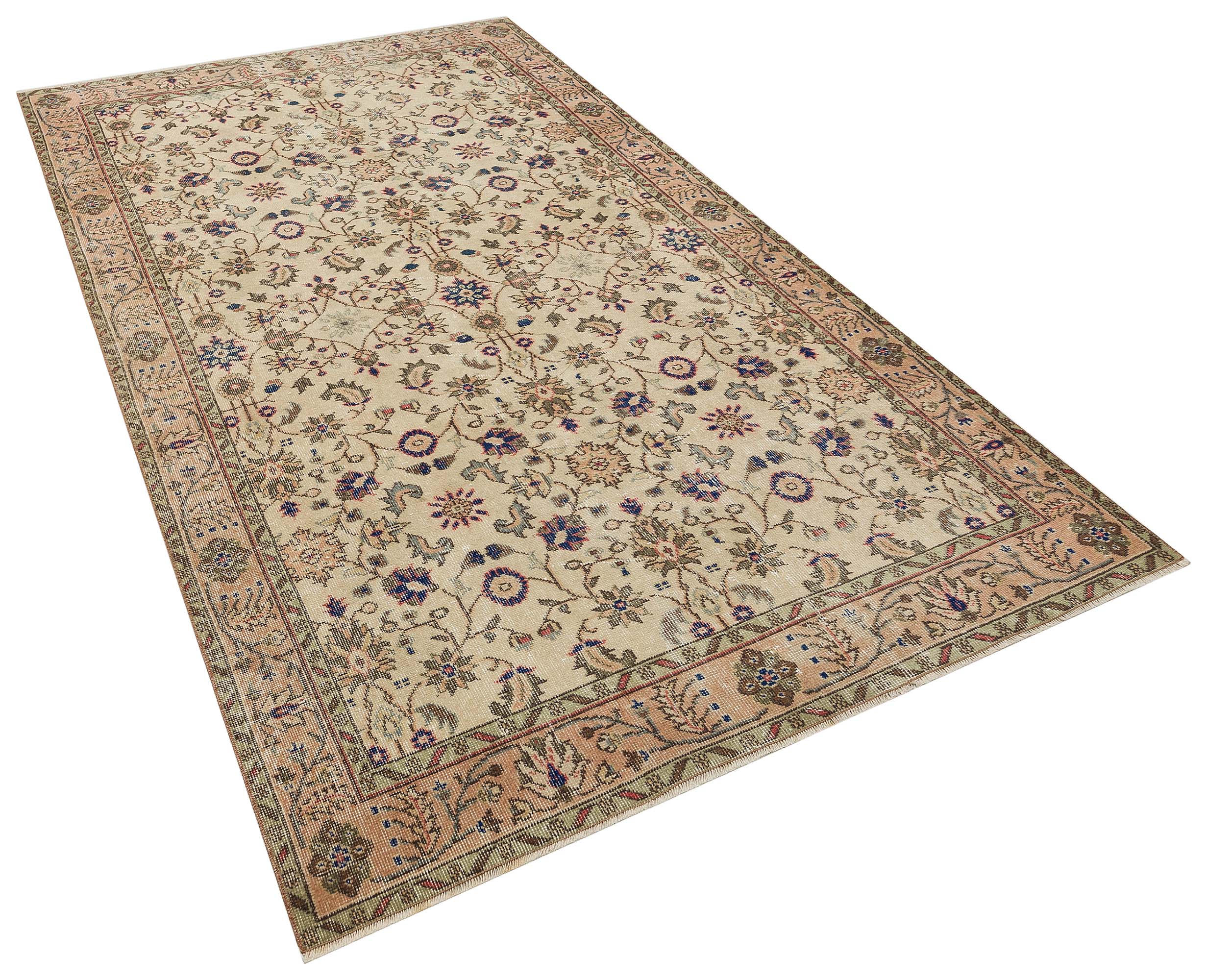 Vintage Distressed Hand-Woven Rug, vintage rug, Handmade, hand-knotted wool & silk, size 169 × 290 cm, from Kayseri