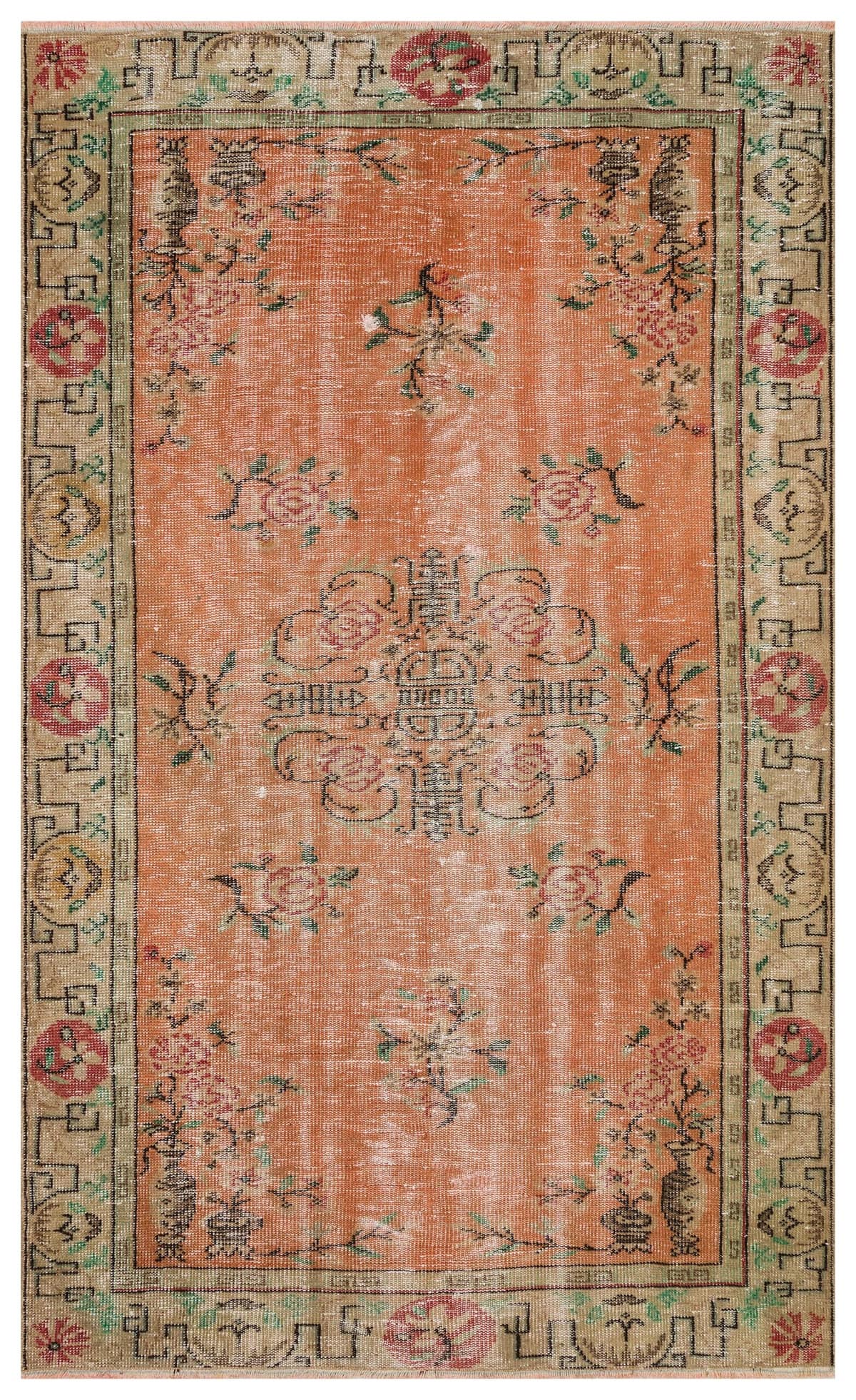 100% Wool Distressed Rug — detail view 2, handmade vintage rug