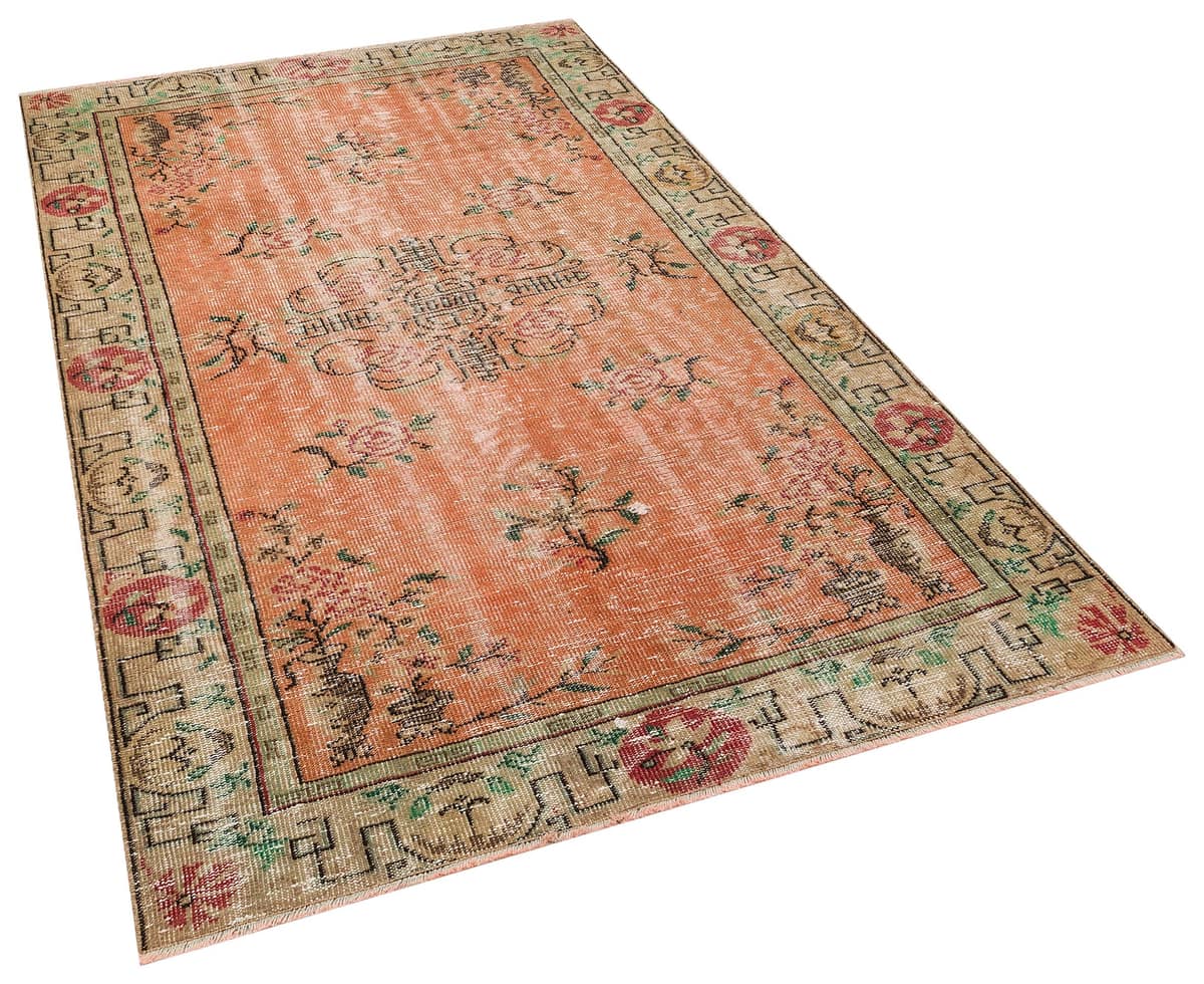 100% Wool Distressed Rug, vintage rug, Handmade, hand-knotted wool, cotton & silk, size 148 × 240 cm, from Anatolia
