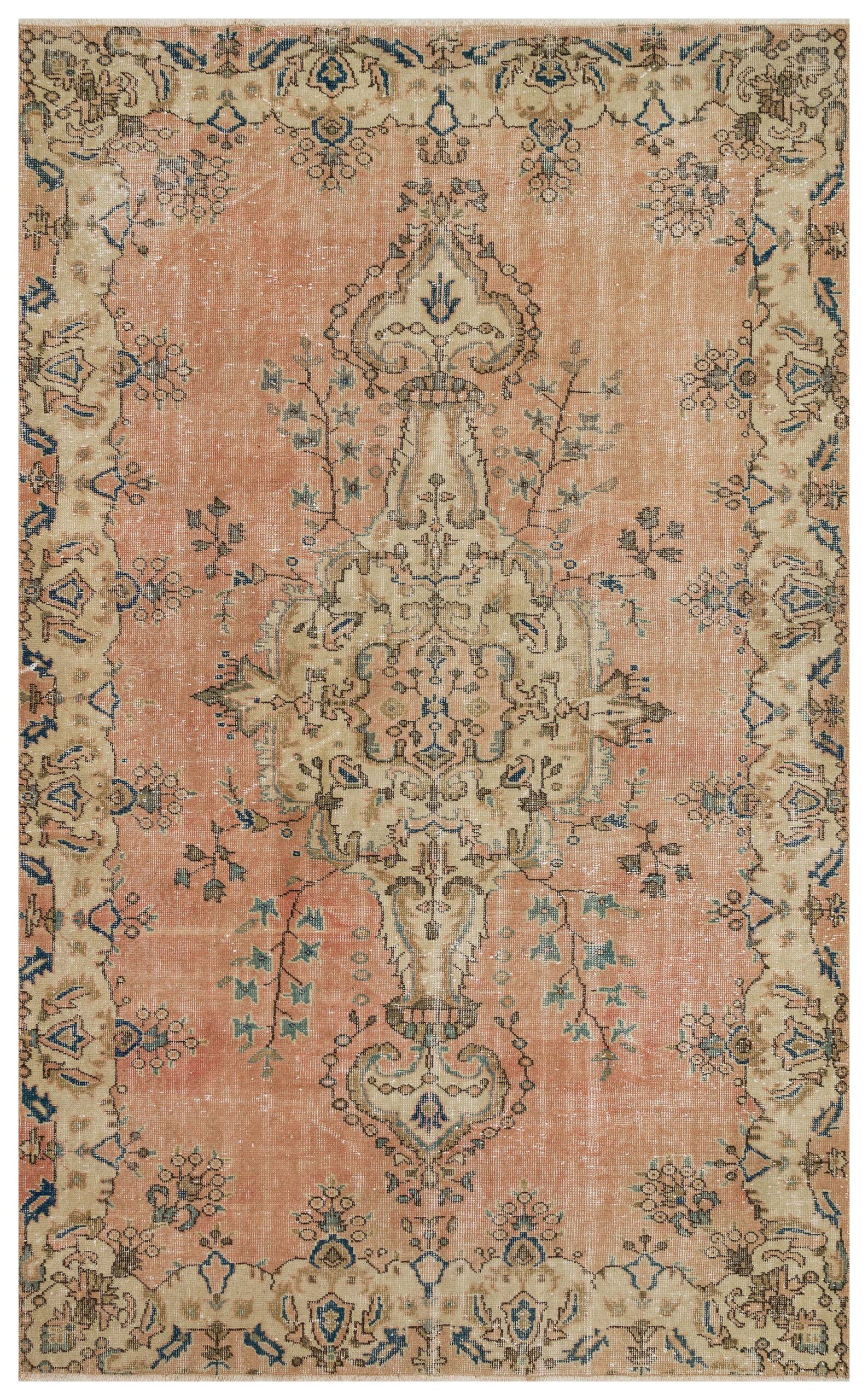 100% Wool Distressed Rug — detail view 2, handmade vintage rug