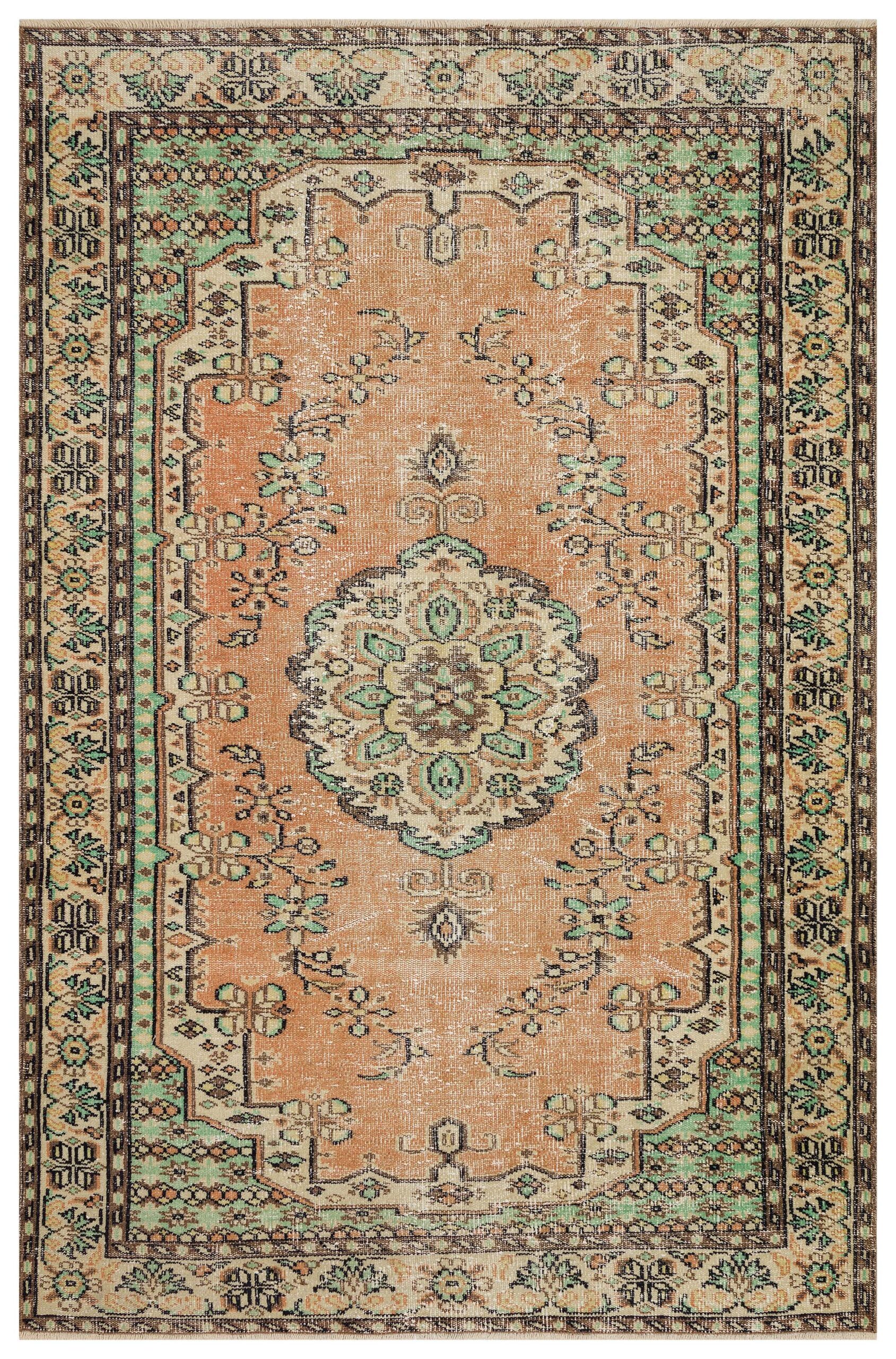 Authentic Hand-Woven Distressed Rug — detail view 2, handmade vintage rug