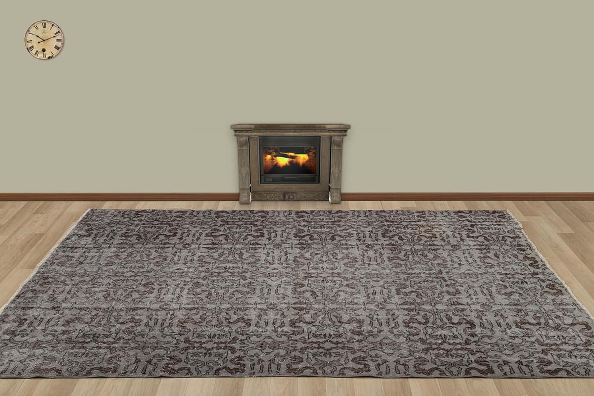 Vintage-Style Distressed Rug, vintage rug, Handmade, hand-knotted wool & silk, size 165 × 253 cm, from Bursa