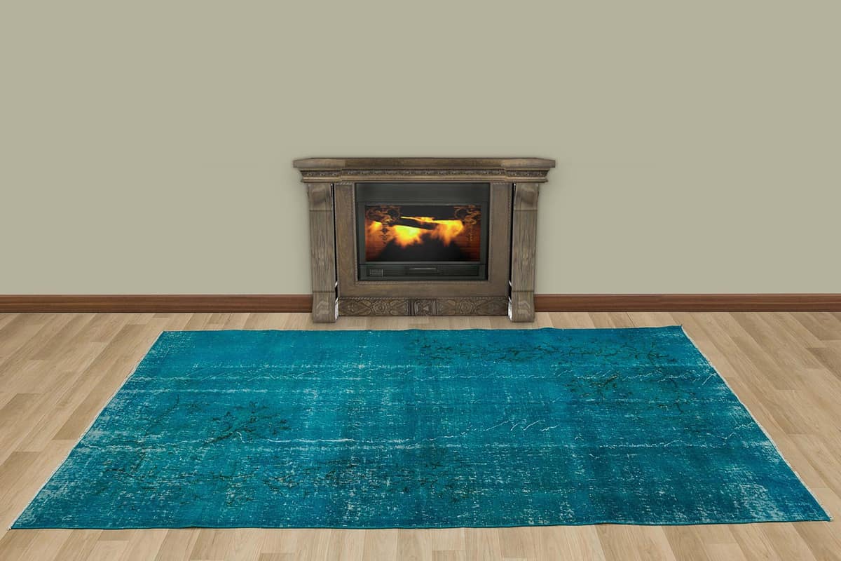 Vintage Distressed Hand-Knotted Rug, vintage rug, Handmade, hand-knotted wool, size 141 × 254 cm, from Oushak