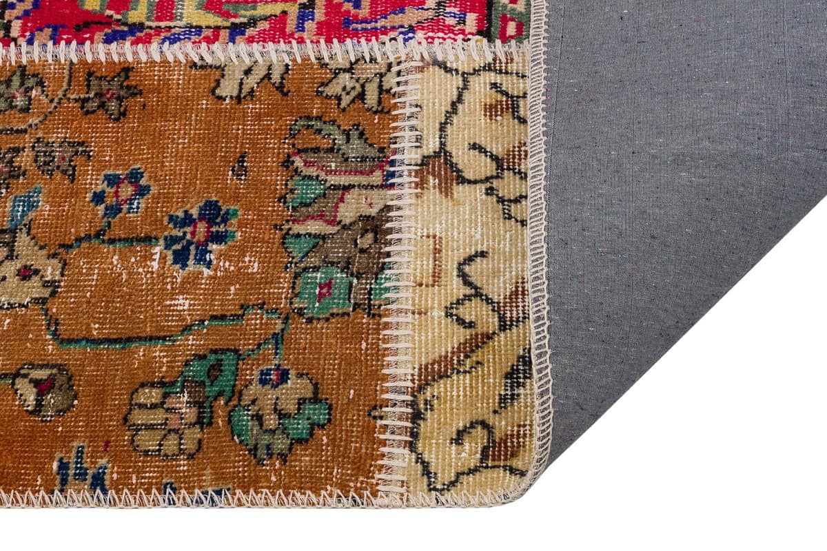 Patchwork-Style Distressed Rug — detail view 3, handmade vintage rug