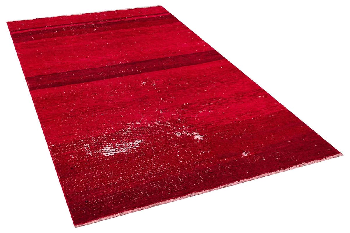 Vintage-Textured Distressed Rug, vintage rug, Handmade, hand-knotted wool, size 114 × 198 cm, from Milas
