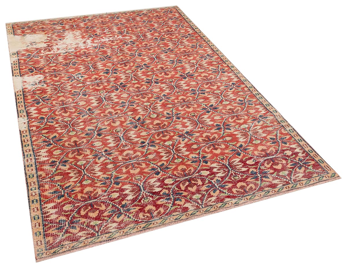 Handmade Distressed Vintage Rug, vintage rug, Handmade, hand-knotted wool & cotton, size 157 × 250 cm, from Kayseri