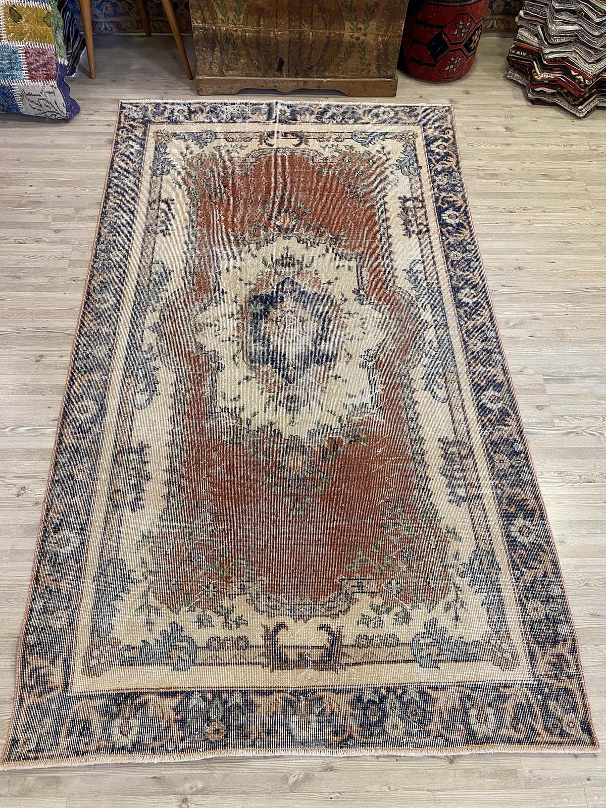 Demirci Distressed Vintage Rug — detail view 2, handmade vintage rug