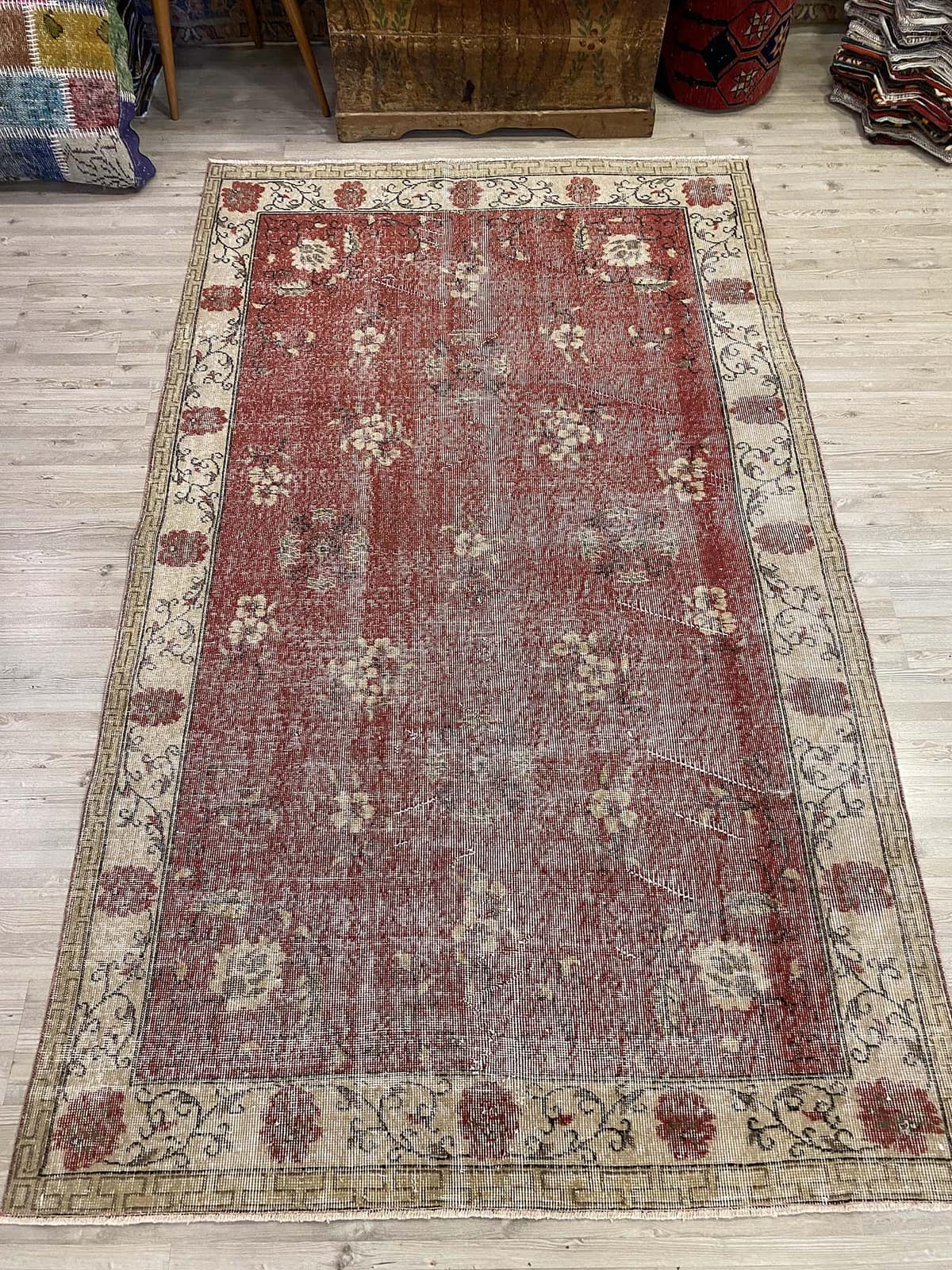 Turkish Distressed Vintage Rug — detail view 2, handmade vintage rug