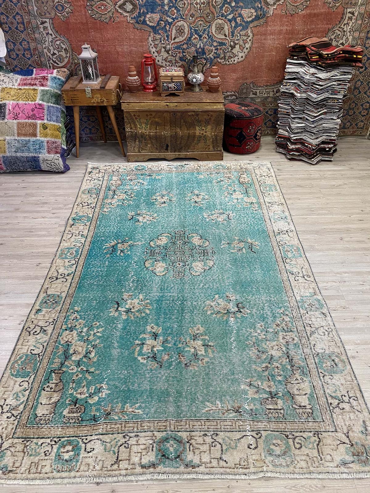 Kayseri Distressed Vintage Rug, vintage rug, Handmade, hand-knotted cotton, size 164 × 263 cm, from Cappadocia