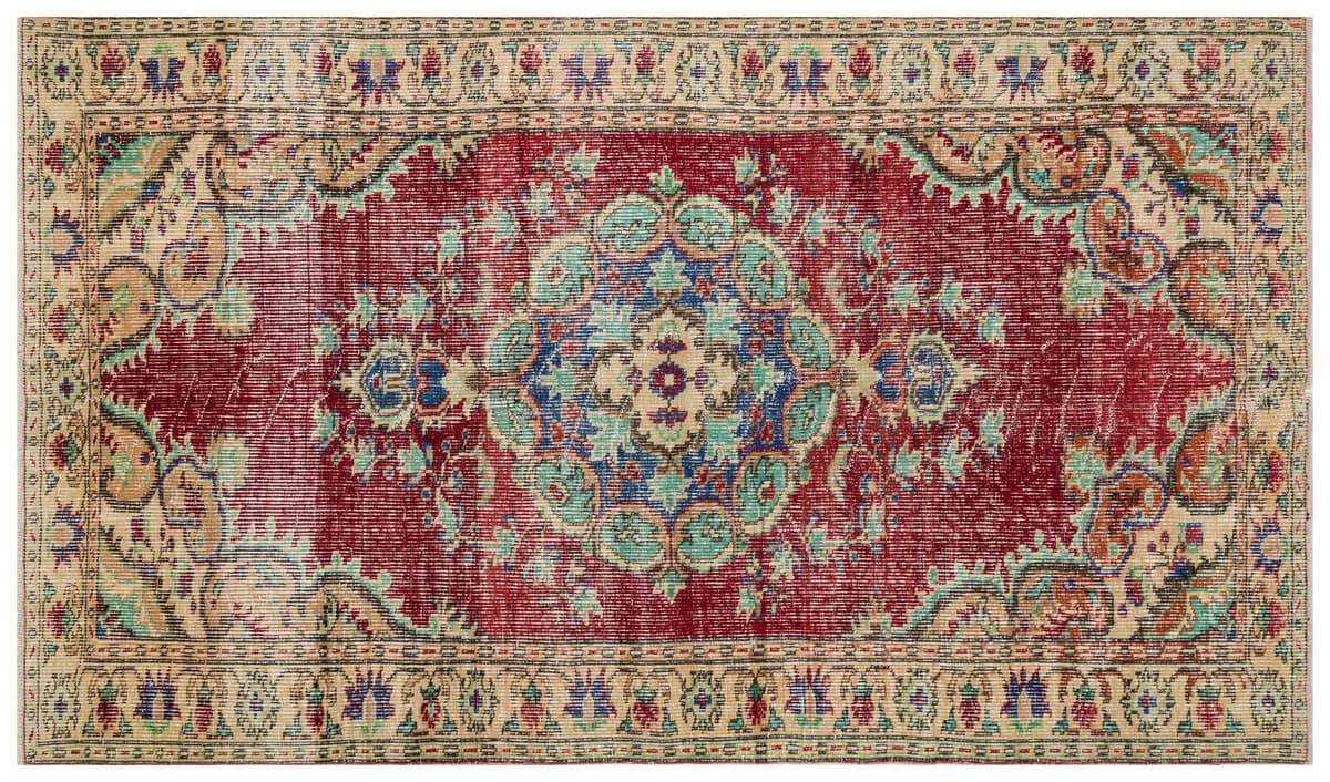 Traditional Anatolian Handcrafted Distressed Vintage Rug — detail view 2, handmade vintage rug