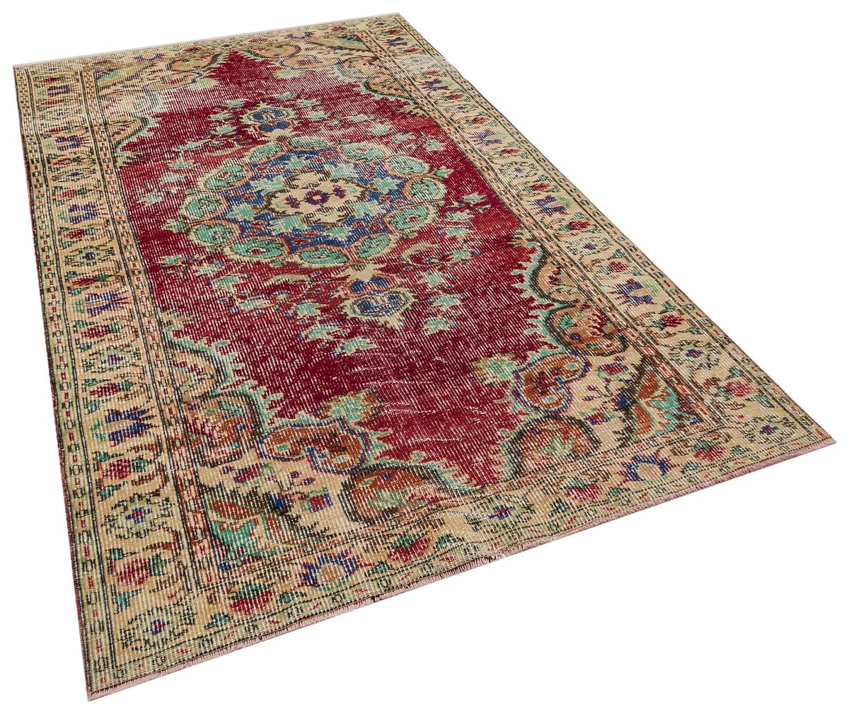 Traditional Anatolian Handcrafted Distressed Vintage Rug, vintage rug, Handmade, hand-knotted wool & silk, size 160 × 280 cm, from Cappadocia