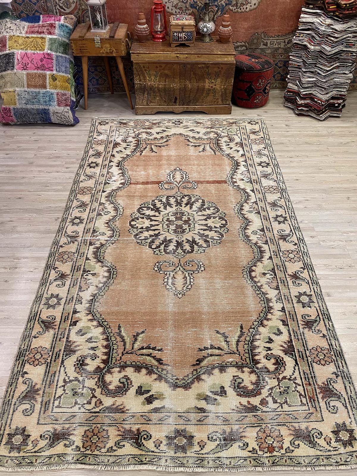 Vintage Distressed Rug — detail view 2, handmade vintage rug