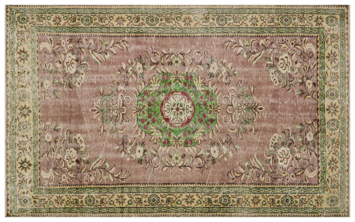 Anatolian-Patterned Distressed Rug — detail view 4, handmade vintage rug