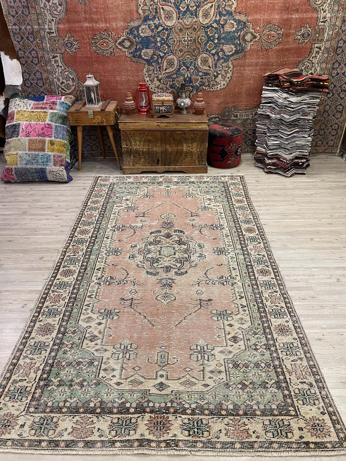 Ottoman Antique-Style Vintage Rug, vintage rug, Handmade, hand-knotted wool & silk, size 158 × 269 cm, from Cappadocia