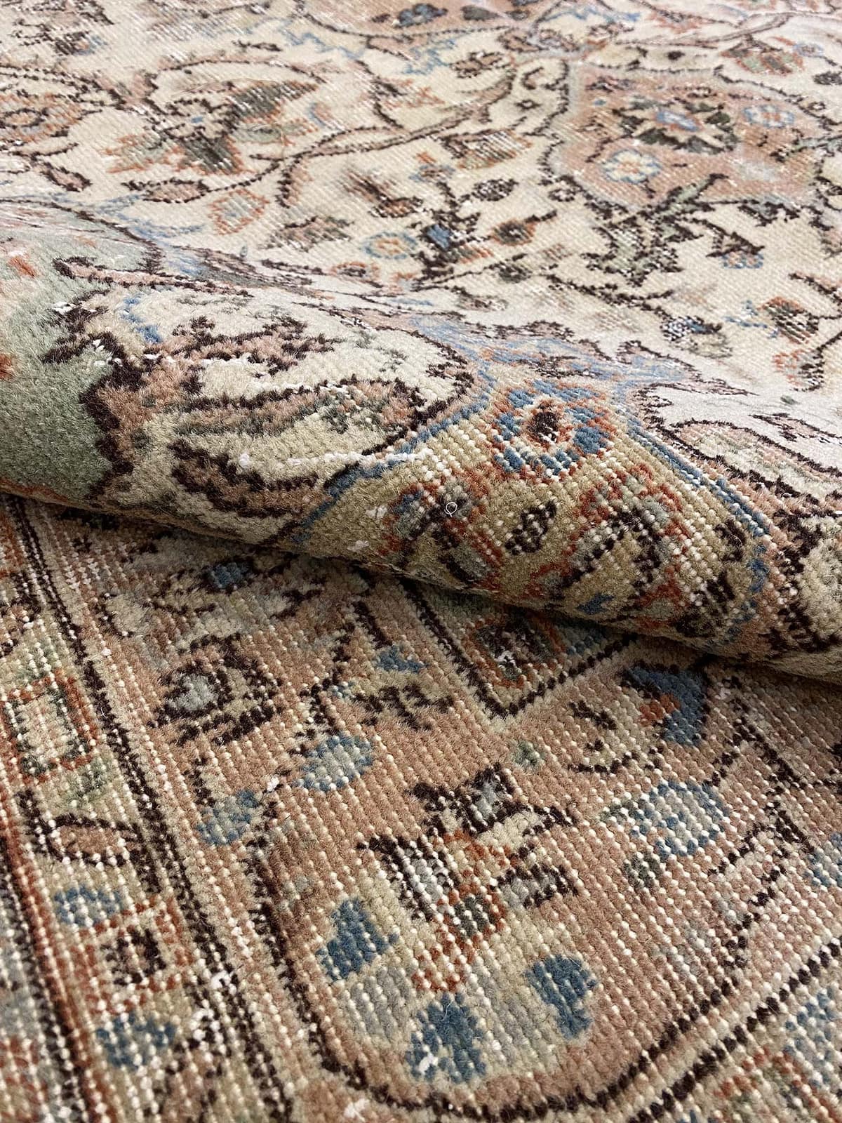 Dreamlike Distressed Vintage Rug — detail view 3, handmade vintage rug